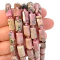 Rodonit różowo czarny walec ok. 9-13x5-8mm