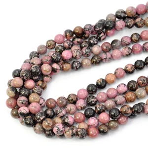 Rodonit różowo czarny kula gładka ok. 8mm 