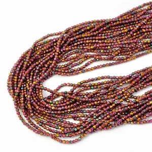Cyrkonia szklana różowa wielokolorowa oponka fasetowana ok. 2x1,5mm