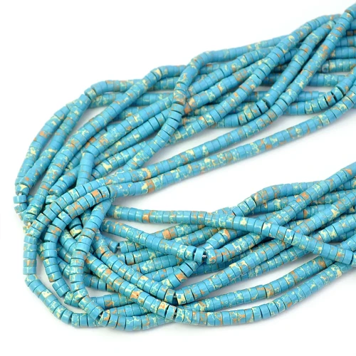 Jaspis cesarski syntetyczny niebieski talarek ok. 4,3x2mm