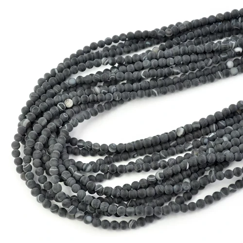 Agat czarny kula matowa ok. 4mm