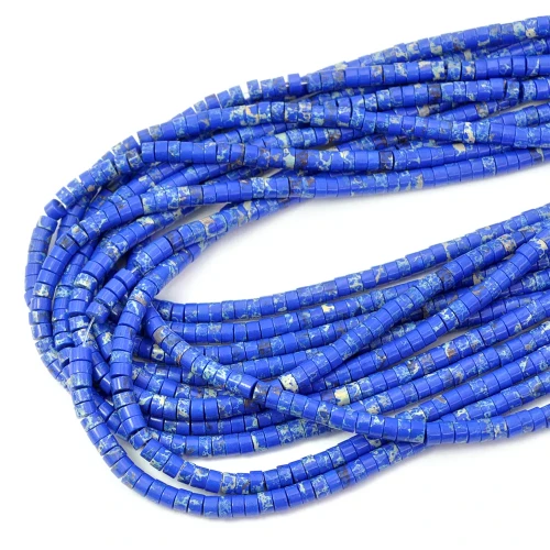 Jaspis cesarski syntetyczny granatowy talarek ok. 4,5x2-3mm