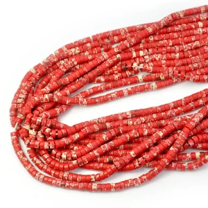 Jaspis cesarski syntetyczny czerwony talarek ok. 4,2x2mm