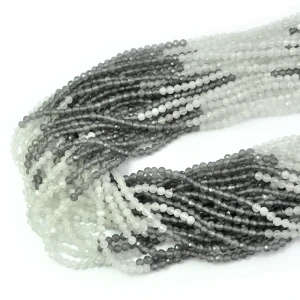 Kocie oko biało szare kula fasetowana ok. 3mm