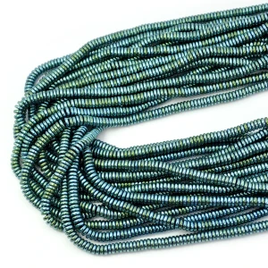 Hematyt niebiesko zielony oponka gładka ok. 4x1mm