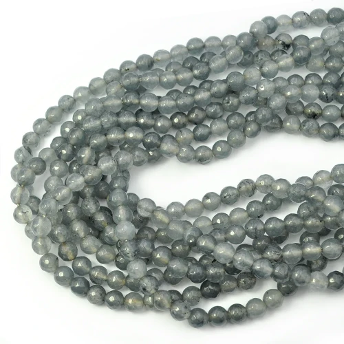 Jadeit szary kula fasetowana ok. 6mm