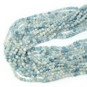 Akwamaryn mleczny moneta fasetowana ok. 3,8mm