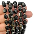 Obsydian baryłka fasetowana ok.8-9x7mm