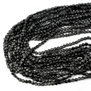 Turmalin czarny moneta fasetowana ok. 3,8mm