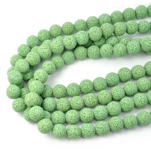 Lawa wulkaniczna pastelowa zielona kula ok. 14mm