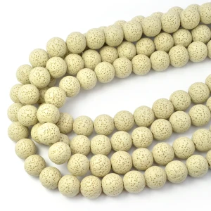 Lawa wulkaniczna kremowa kula ok. 14mm 