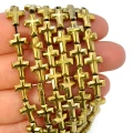 Hematyt złoty wypukły krzyż ok. 8x10mm