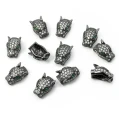 Głowa tygrysa czarna z srebrnymi cyrkoniami 15x10x8mm [przekładka, metal]