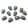 Głowa tygrysa czarna z srebrnymi cyrkoniami 15x10x8mm [przekładka, metal]