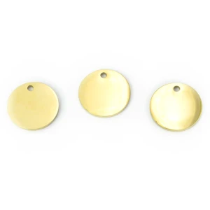 Blaszka okrągła ok. 13mm [zawieszka, stal, kolor złoty PVD]