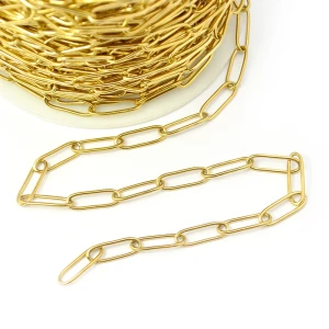 Łańcuszek owal gładki ok. 12x4mm [stal szlachetna, kolor złoty PVD, 0,5m]
