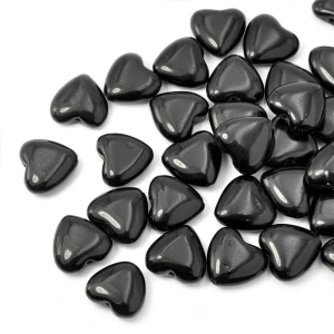 Obsydian czarny serce gładkie ok. 14x15 mm [przekładka] 