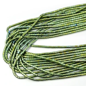 Hematyt zielono złoto niebieski walec ok. 3x3mm