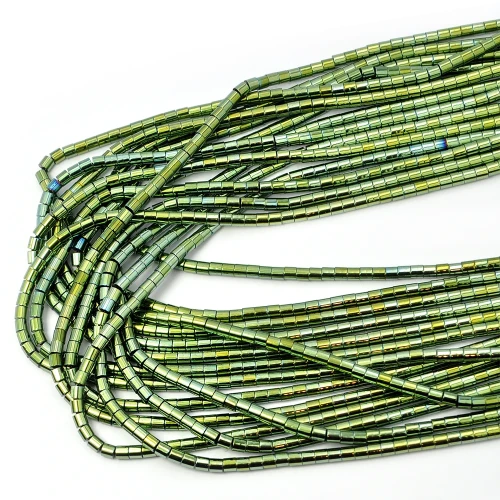 Hematyt zielono złoto niebieski walec ok. 3x3mm