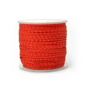 Sznurek do makramy czerwony ze złotą nicią ok. 0,8mm [szpula ok. 100m]