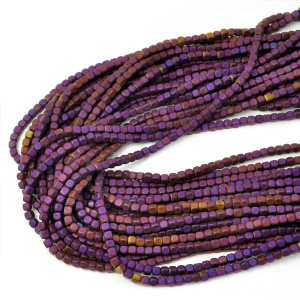 Hematyt fioletowy kostka matowa ok. 3x3mm [obłe rogi] 