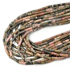 Rodonit różowo czarny patyczek ok. 4x14mm
