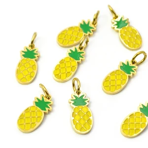 Ananas ok. 17x6mm [zawieszka, stal, kolor złoty PVD] 