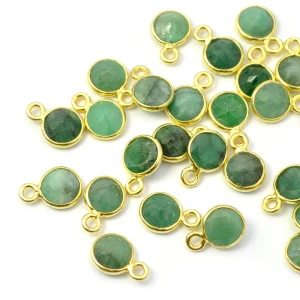 Szmaragd okrąg ok. 10x7mm [zawieszka, srebro pozłacane 925] 