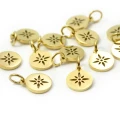 Blaszka róża wiatrów ok. 13x8mm [zawieszka, stal, kolor złoty PVD]
