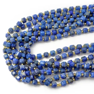 Lapis lazuli kostka fasetowana ok. 7x7mm