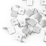 Blaszka kwiatek z cyrkonią ok. 13x8mm [zawieszka, stal]