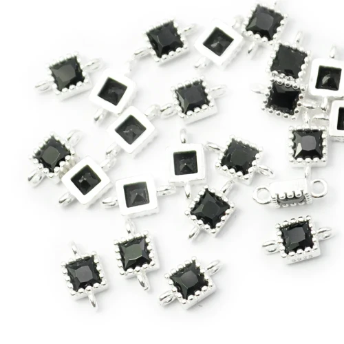 Kwadrat z czarną cyrkonią ok. 7x4mm [łącznik, srebro 925]