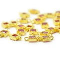 Kwadrat z różową cyrkonią ok. 7x4mm [łącznik, srebro 925 pozłacane]