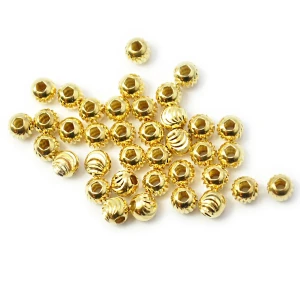 Kulka ozdobna żłobiona ok. 4mm [srebro pozłacane 925]