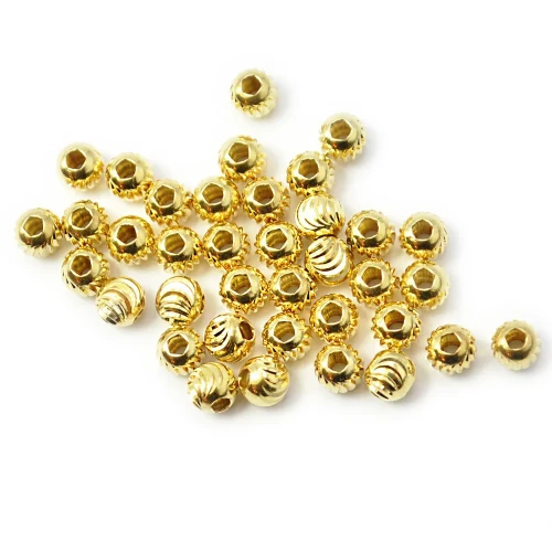 Kulka ozdobna żłobiona ok. 4mm [srebro pozłacane 925]