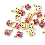 Koniczyna z różowymi cyrkoniami ok. 10x7mm [zawieszka, srebro pozłacane 925] 