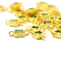 Kwadrat z zieloną cyrkonią ok. 7x4mm [łącznik, srebro 925 pozłacane]