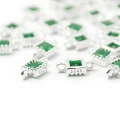 Kwadrat z zieloną cyrkonią ok. 7x4mm [łącznik, srebro 925]