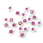 Kwadrat z różową cyrkonią ok. 7x4mm [łącznik, srebro 925]