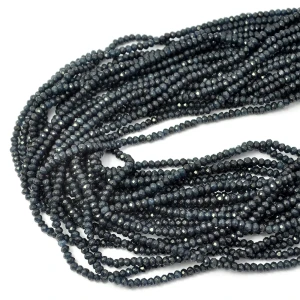 Jadeit szaro granatowy oponka fasetowana ok. 3,3x2,2mm
