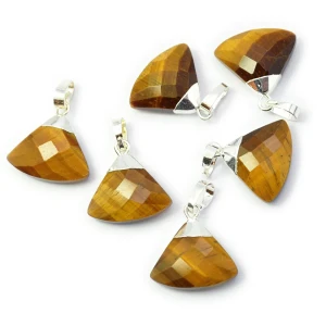 Tygrysie oko wachlarz ok. 16x16mm [zawieszka, metal, kolor srebrny] 