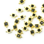 Kwadrat z czarną cyrkonią ok. 7x4mm [łącznik, srebro 925 pozłacane]
