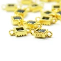 Kwadrat z czarną cyrkonią ok. 7x4mm [łącznik, srebro 925 pozłacane]