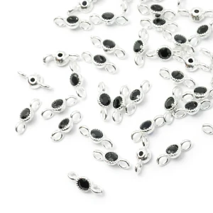 Okrąg z czarną cyrkonią ok. 8x3mm [łącznik, srebro 925]