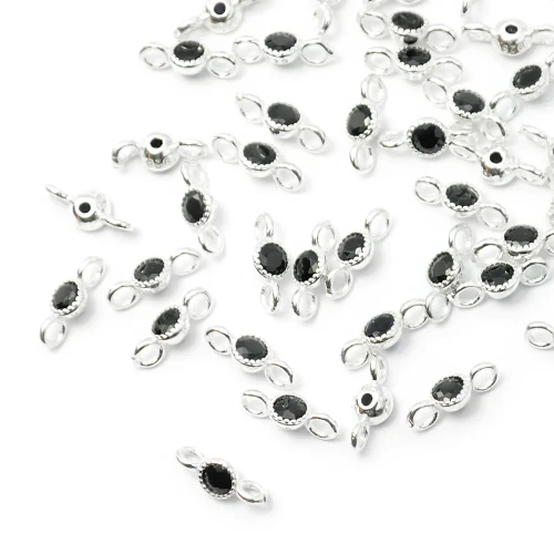 Okrąg z czarną cyrkonią ok. 8x4mm [łącznik, srebro 925]