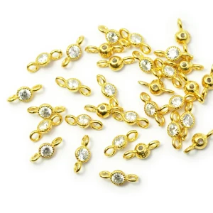 Okrąg z cyrkonią ok. 8x3mm [łącznik, srebro pozłacane 925]