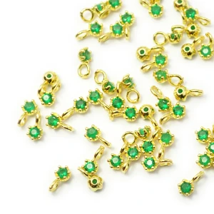 Okrąg z zieloną cyrkonią ok. 6x3mm [zawieszka, srebro pozłacane 925] 