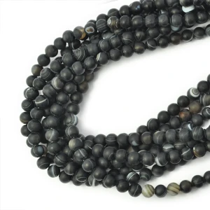 Agat czarny kula matowa ok. 6mm