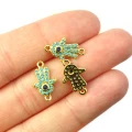 Dłoń złota z cyrkoniami 16x10mm [łącznik, metal]
