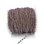 Ametyst kula fasetowana ok. 3mm [łańcuszek srebro złocone 925]